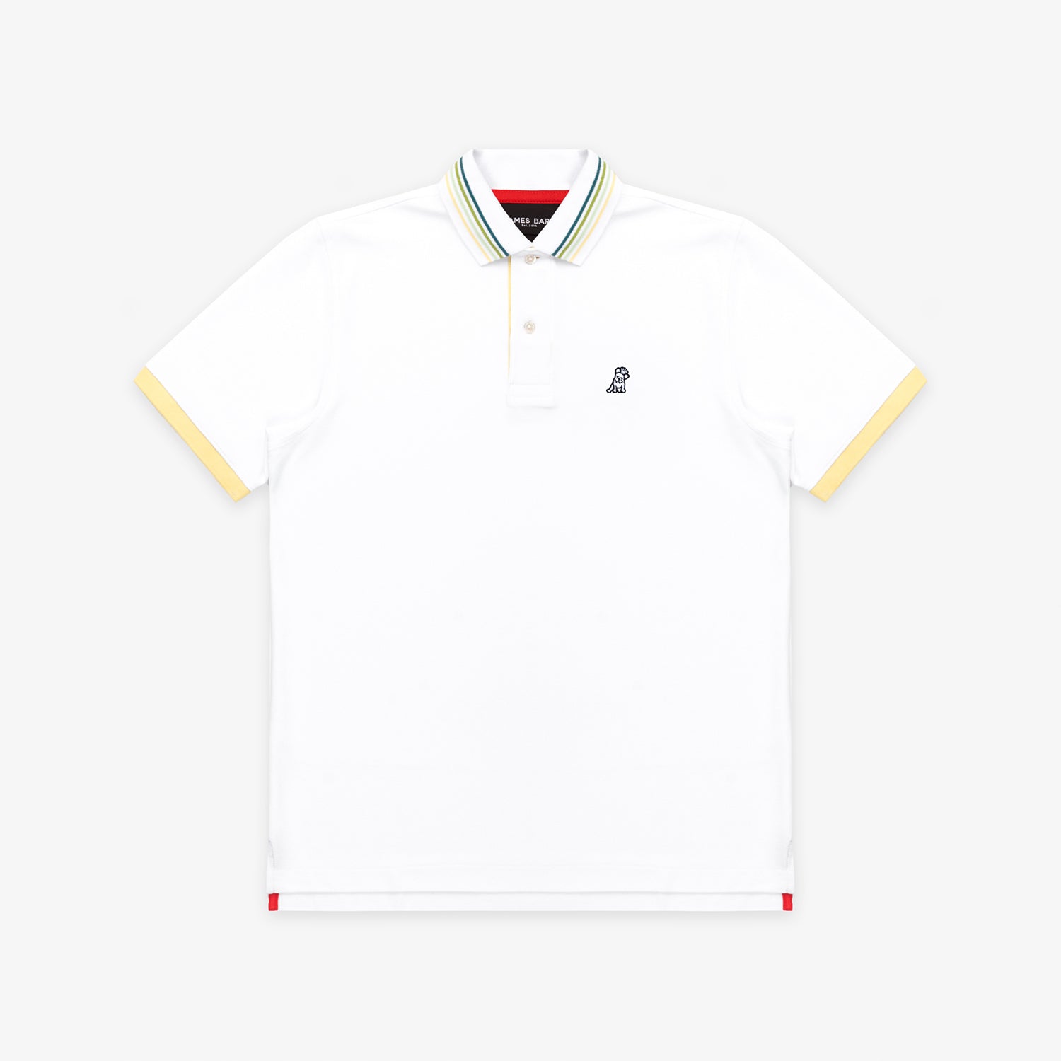 Men's White Green Stripe Details Polo Shirt - JAMES BARK