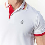 Men's White Red Stripe Details Polo Shirt - JAMES BARK