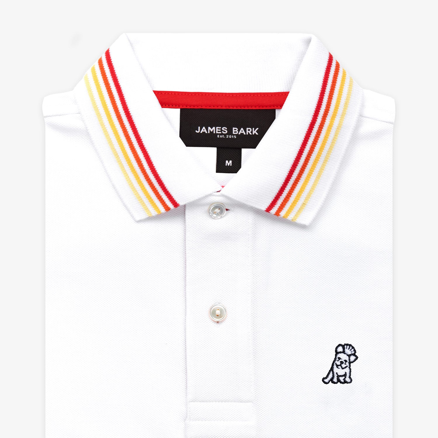 Men's White Red Stripe Details Polo Shirt - JAMES BARK