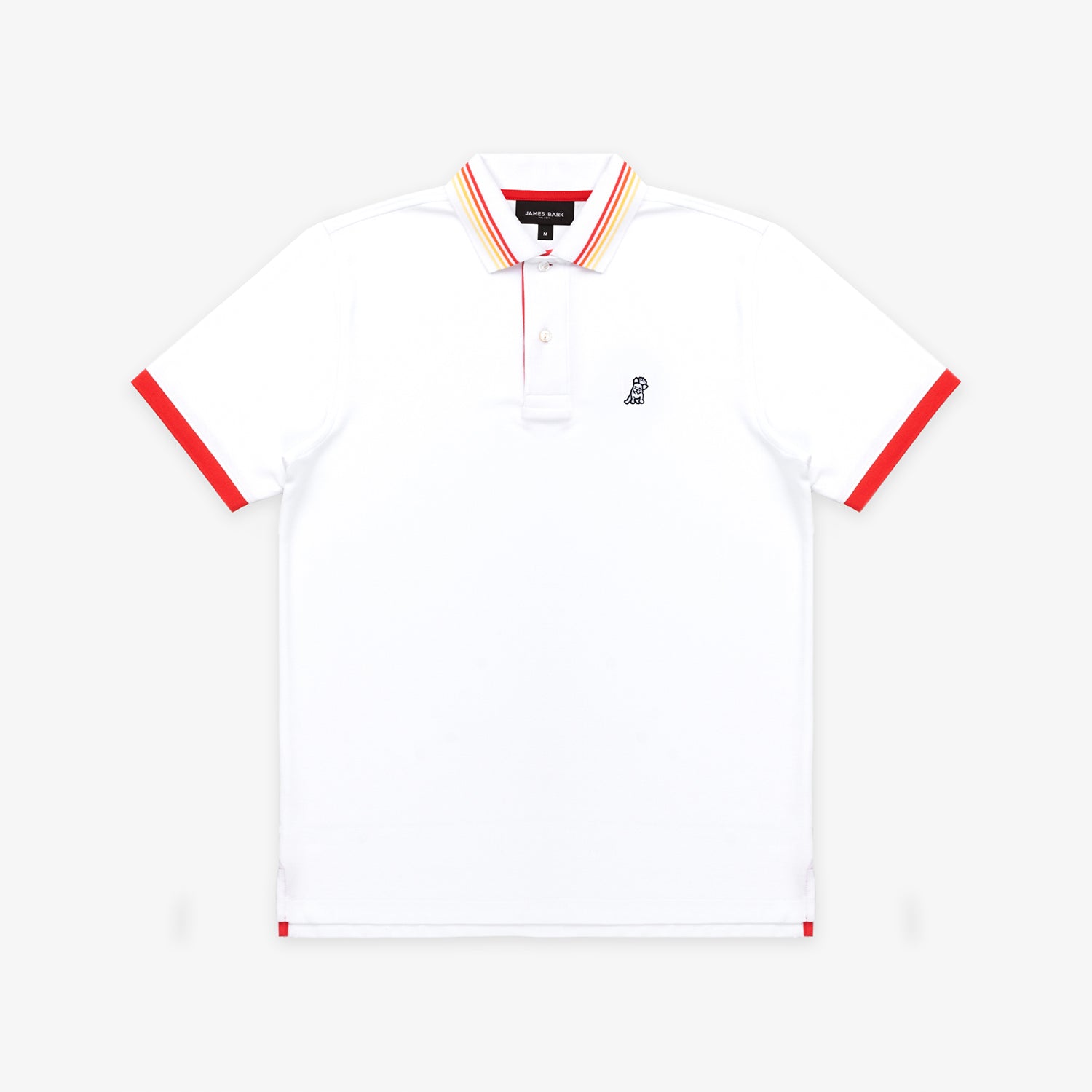 Men's White Red Stripe Details Polo Shirt - JAMES BARK