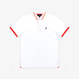 Men's White Red Stripe Details Polo Shirt - JAMES BARK